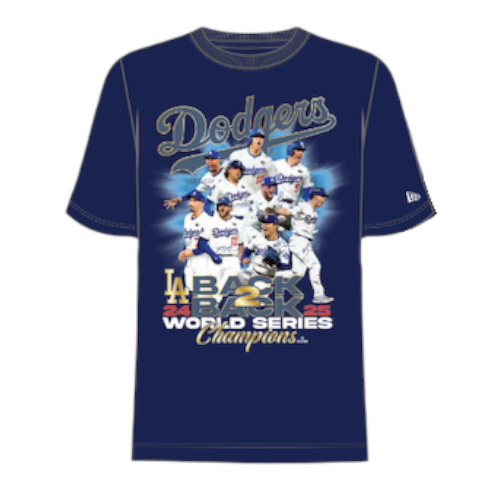 Los Angeles Dodgers Royal Back-to-Back World Series Champions Custom New Era T-Shirt