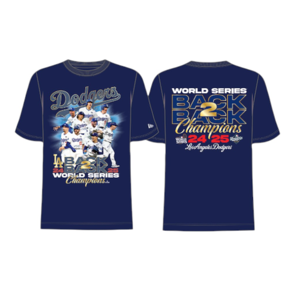 Los Angeles Dodgers Royal Back-to-Back World Series Champions Custom New Era T-Shirt