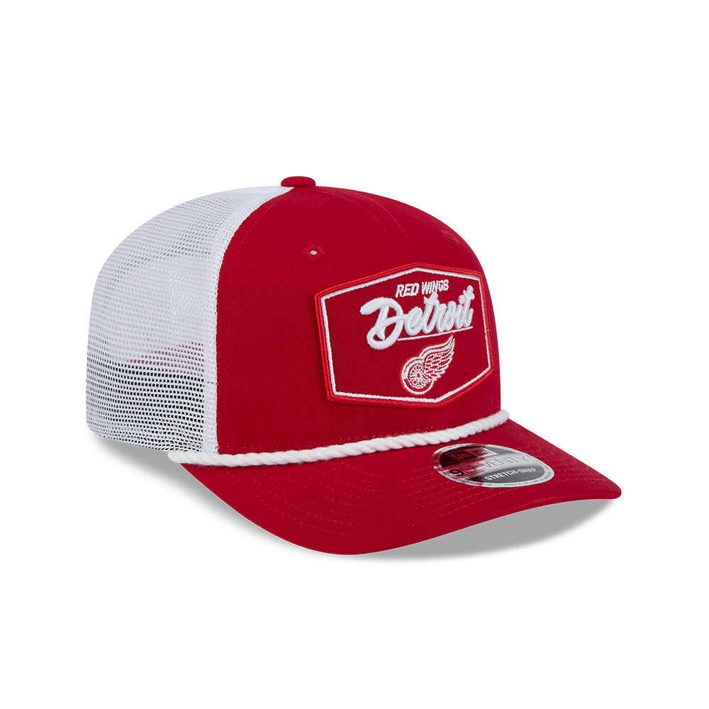 Detroit Red Wings Red and White Mesh Trucker New Era 9SEVENTY Stretch-Snap Hat