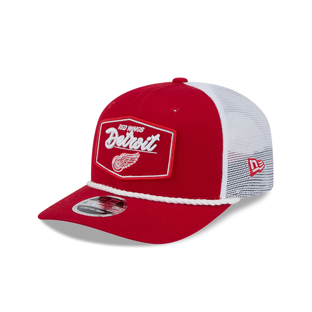 Detroit Red Wings Red and White Mesh Trucker New Era 9SEVENTY Stretch-Snap Hat