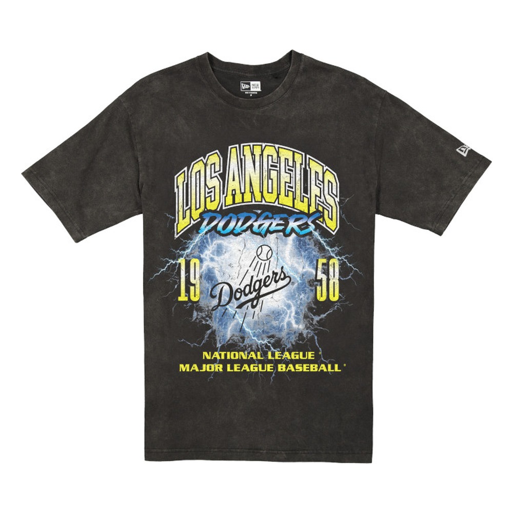 Los Angeles Dodgers Black Lightning Storm New Era T-Shirt