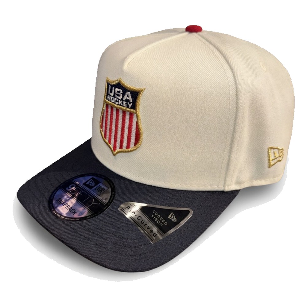 USA Men's Hockey Chrome and Navy 250th Anniversary Patch New Era 9FIFTY A-Frame Snapback Hat