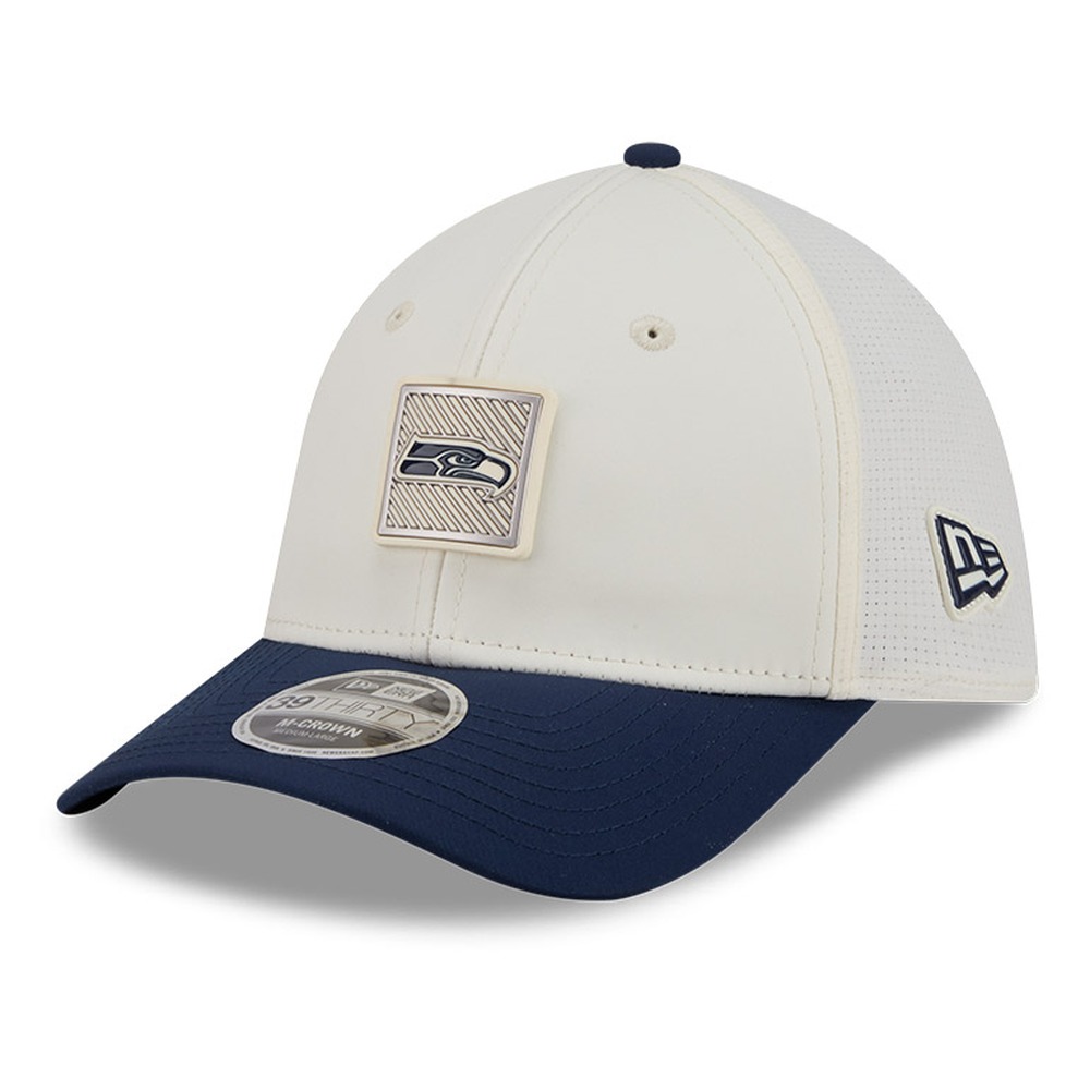 Seattle Seahawks Cream and Navy 2026 NFL Training Camp New Era 39THIRTY M-Crown Flex Hat