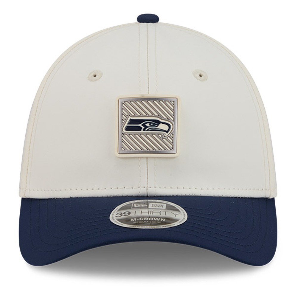 Seattle Seahawks Cream and Navy 2026 NFL Training Camp New Era 39THIRTY M-Crown Flex Hat
