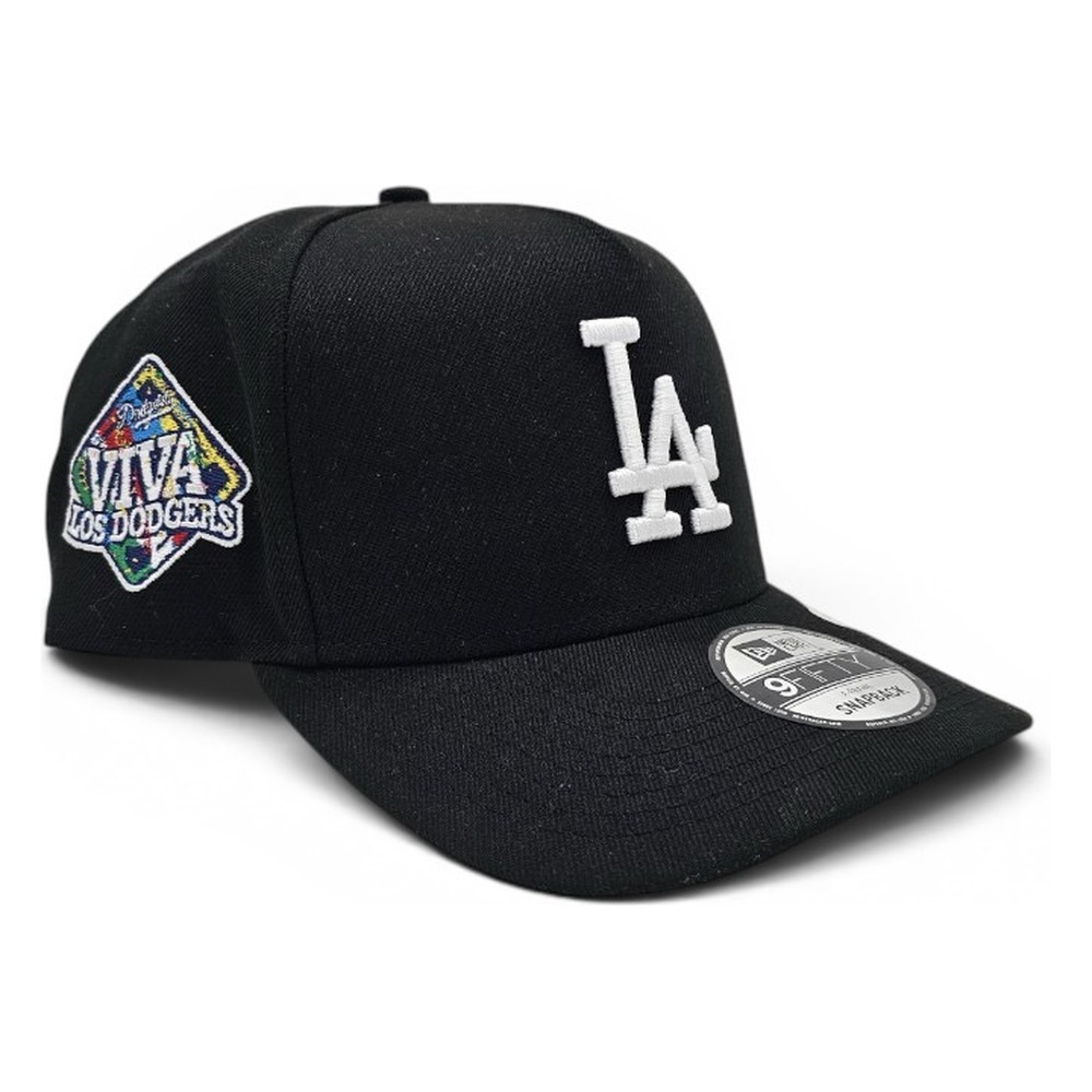 Los Angeles Dodgers Black and White Viva Los Dodgers Patch Leon in the Lab New Era 9FIFTY A-Frame Hat