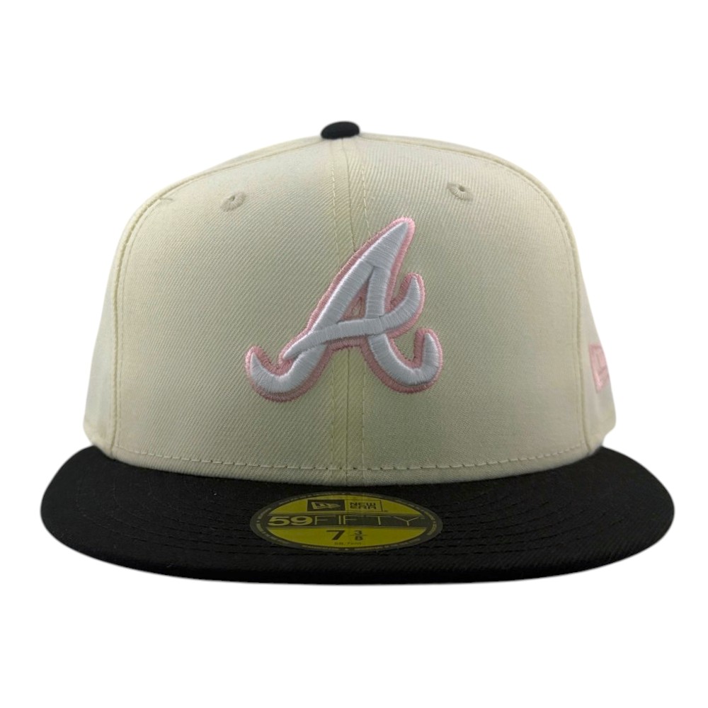 Atlanta Braves Chrome and Black with Pink Outline Logo New Era 59FIFTY Fitted Hat