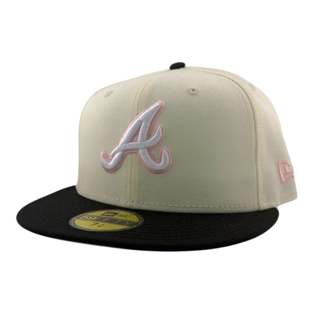 Atlanta Braves Chrome and Black with Pink Outline Logo New Era 59FIFTY Fitted Hat