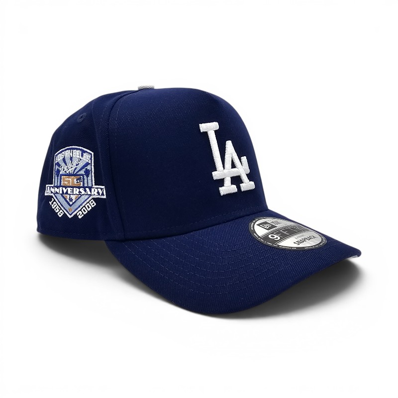 Los Angeles Dodgers Dark Royal 50th Anniversary Patch Leon in the Lab New Era 9FIFTY A-Frame Hat