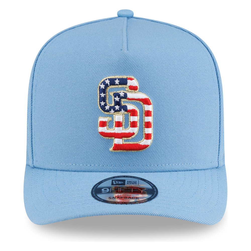 San Diego Padres Sky Blue USA Logo 250th Anniversary Patch New Era 9FIFTY A-Frame Snapback Hat