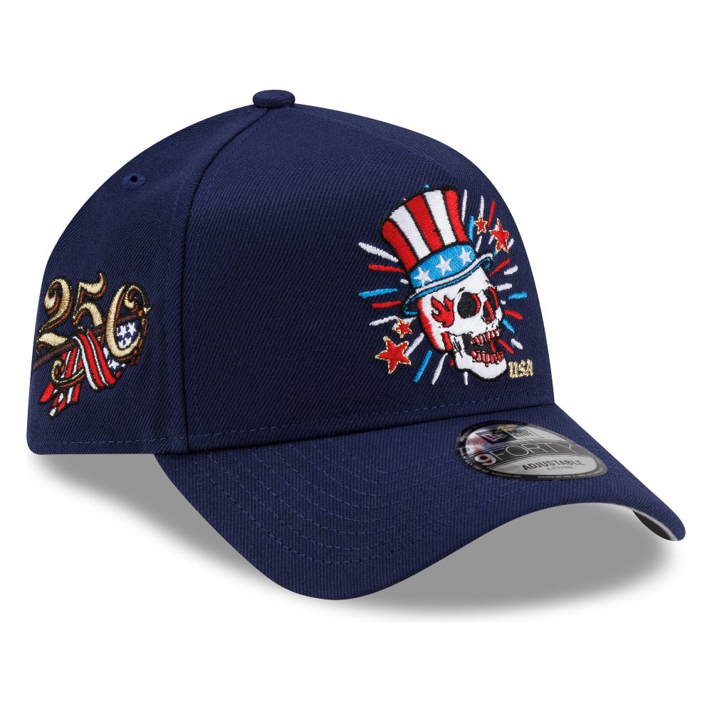 USA Navy Skull 250th Anniversary Patch New Era 9FORTY A-Frame Snapback Hat