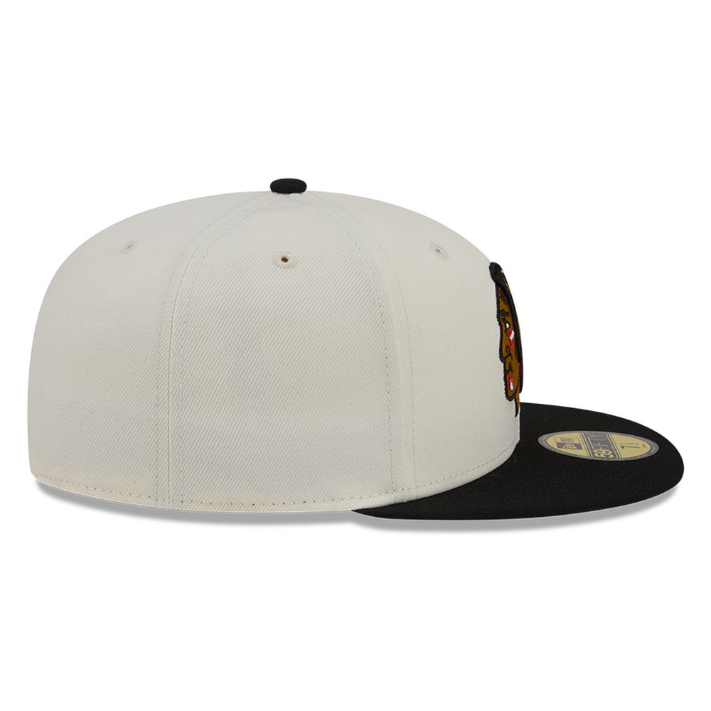 Chicago Blackhawks Chrome White Two Tone Basic New Era 59FIFTY Fitted Hat