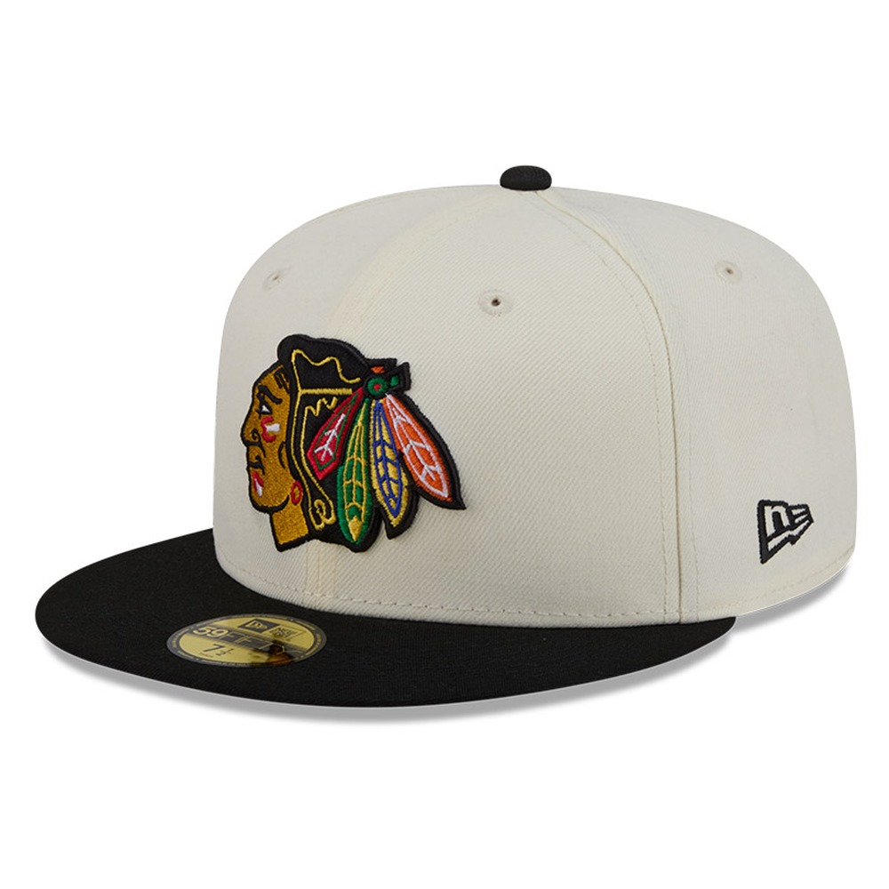 Chicago Blackhawks Chrome White Two Tone Basic New Era 59FIFTY Fitted Hat