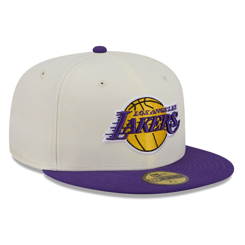 Los Angeles Lakers Chrome White Two Tone Basic New Era 59FIFTY Fitted Hat