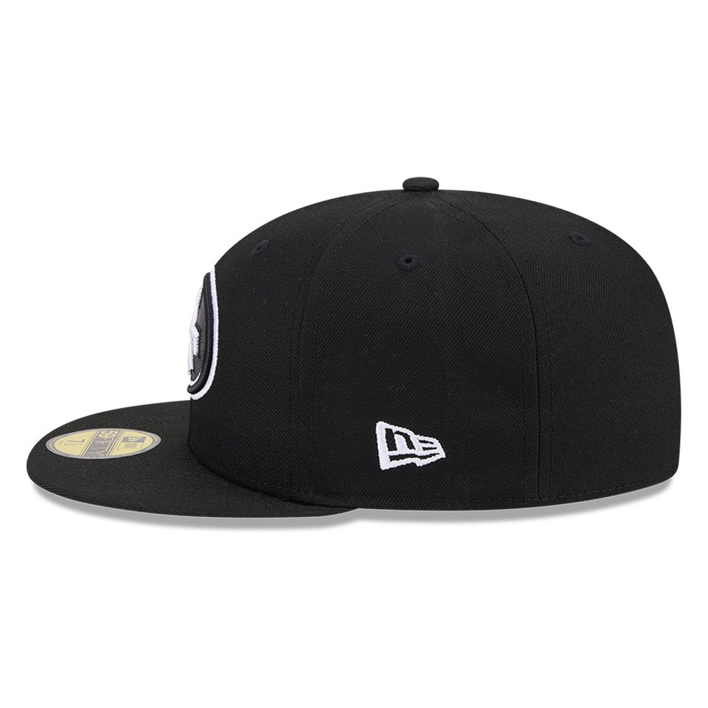 San Francisco 49ers Black White Outline Basic New Era 59FIFTY Fitted Hat