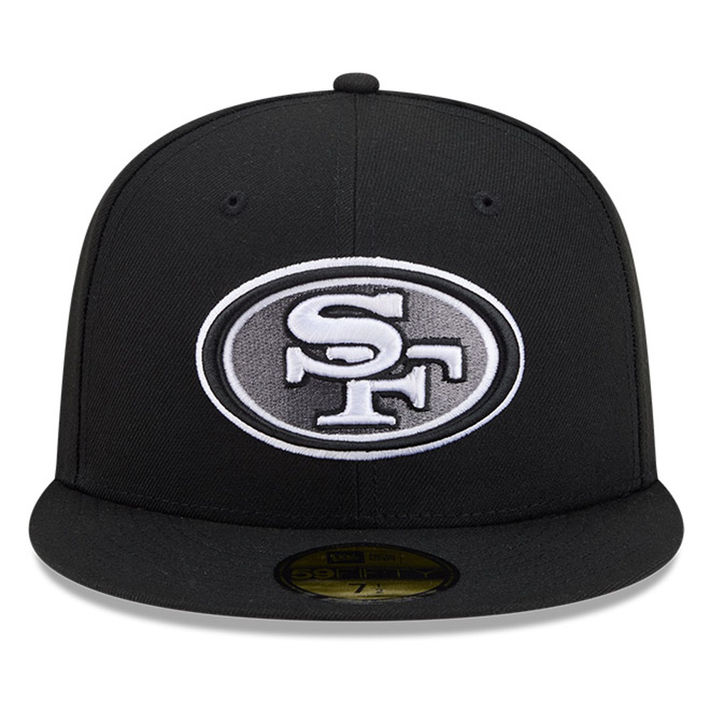 San Francisco 49ers Black White Outline Basic New Era 59FIFTY Fitted Hat