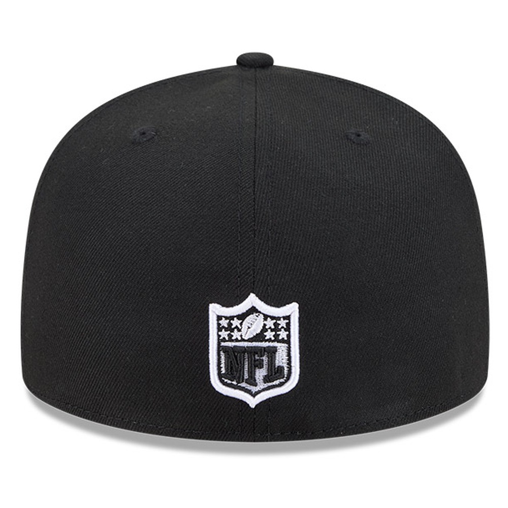 New England Patriots Black White Outline Basic Era 59FIFTY Fitted Hat