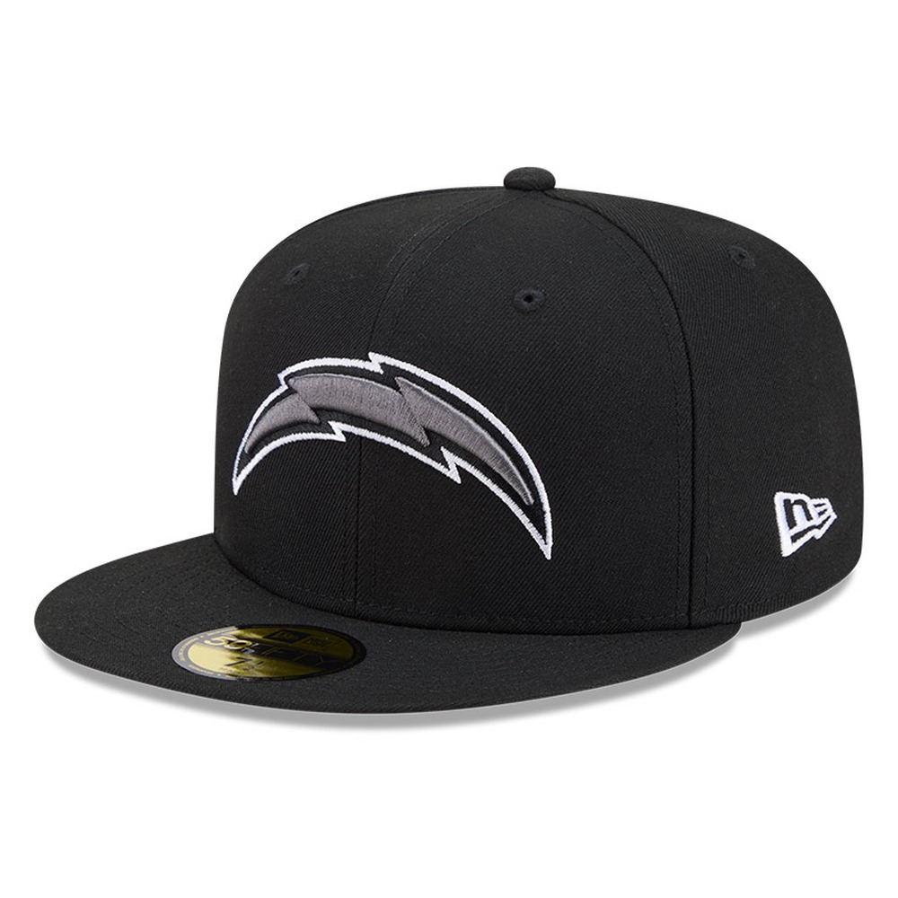 Los Angeles Chargers Black White Outline Basic New Era 59FIFTY Fitted Hat