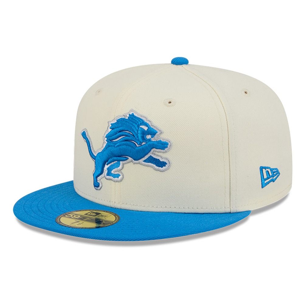 Detroit Lions Chrome White Two Tone Basic New Era 59FIFTY Fitted Hat