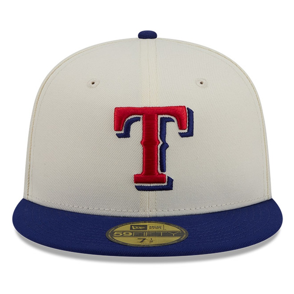 Texas Rangers Chrome White Two Tone Basic New Era 59FIFTY Fitted Hat