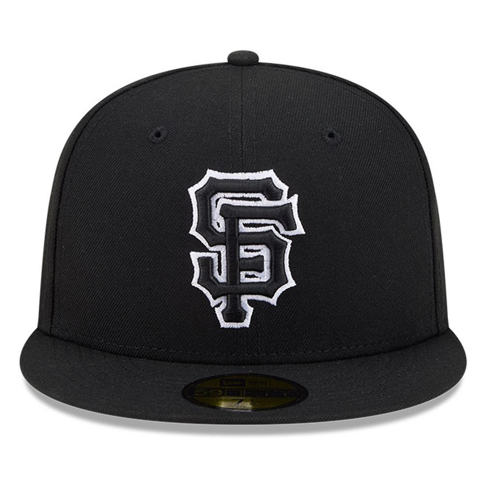 San Francisco Giants Black White Outline Basic New Era 59FIFTY Fitted Hat