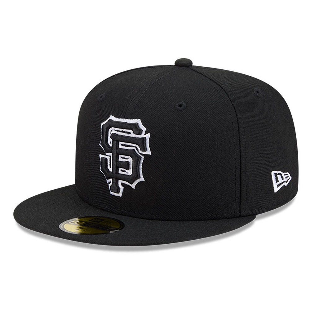 San Francisco Giants Black White Outline Basic New Era 59FIFTY Fitted Hat