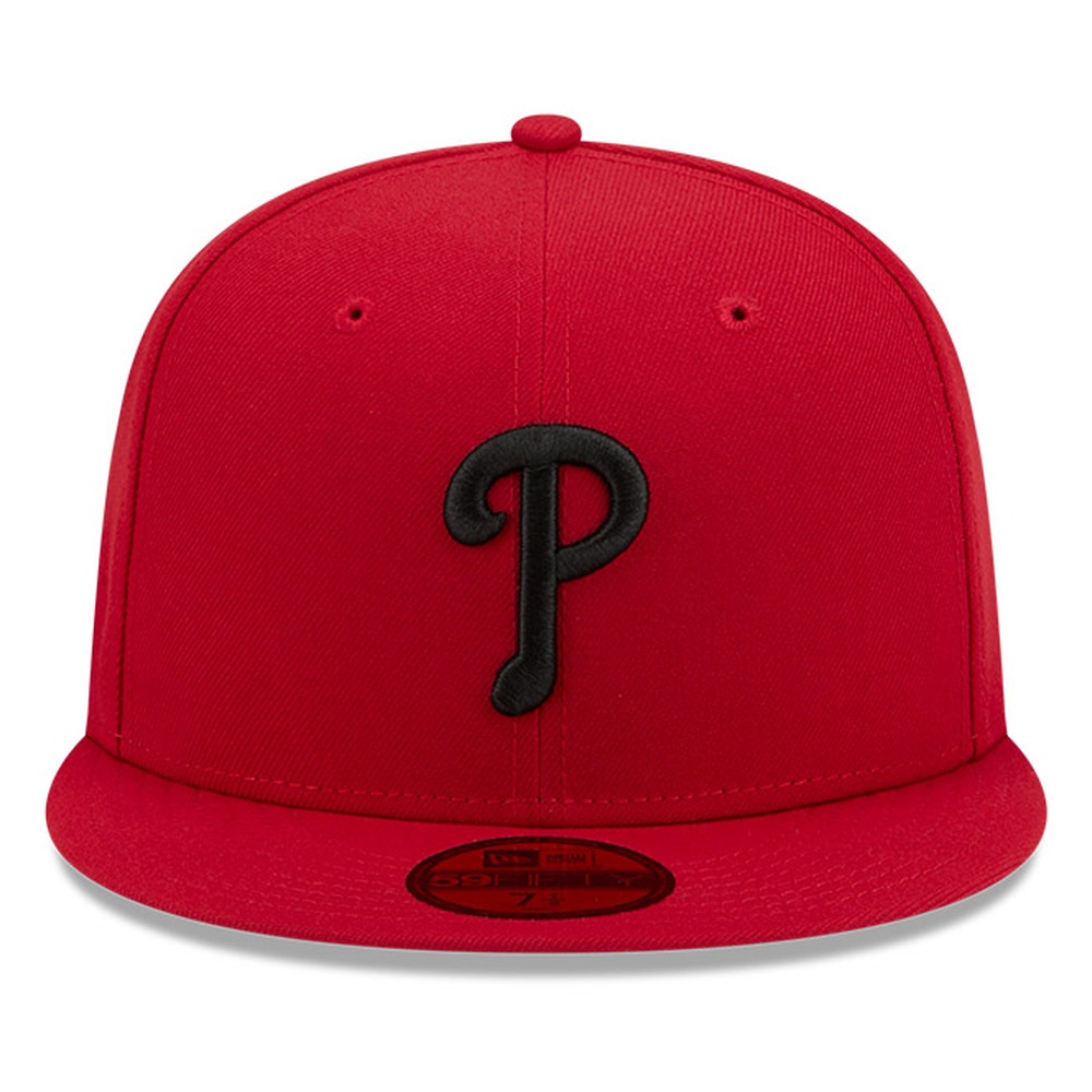 Philadelphia Phillies Scarlet Red and Black Basic New Era 59FIFTY Fitted Hat