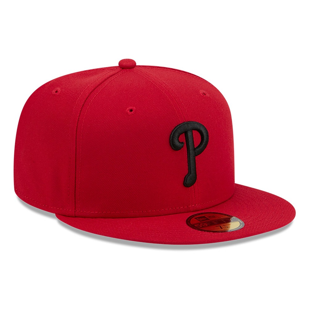 Philadelphia Phillies Scarlet Red and Black Basic New Era 59FIFTY Fitted Hat