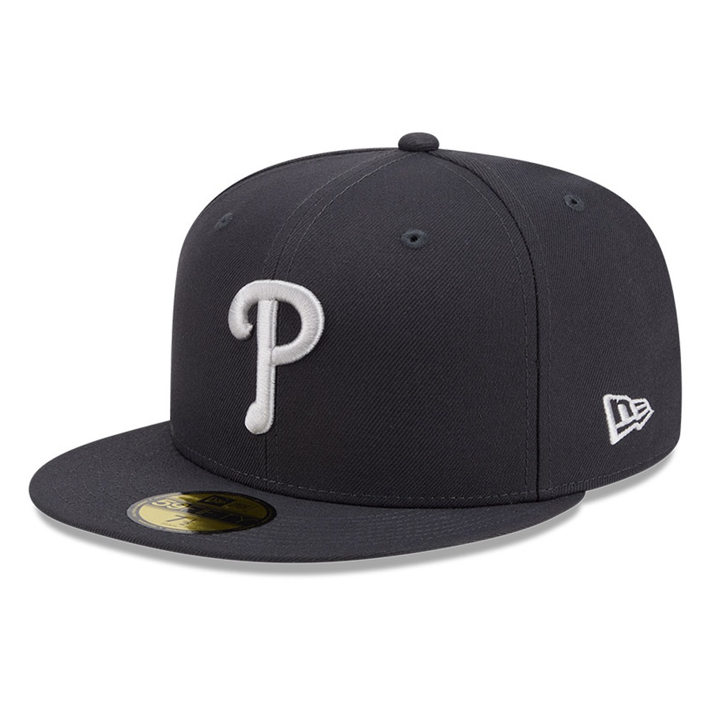 Philadelphia Phillies Dark Grey Anthracite Basic New Era 59FIFTY Fitted Hat