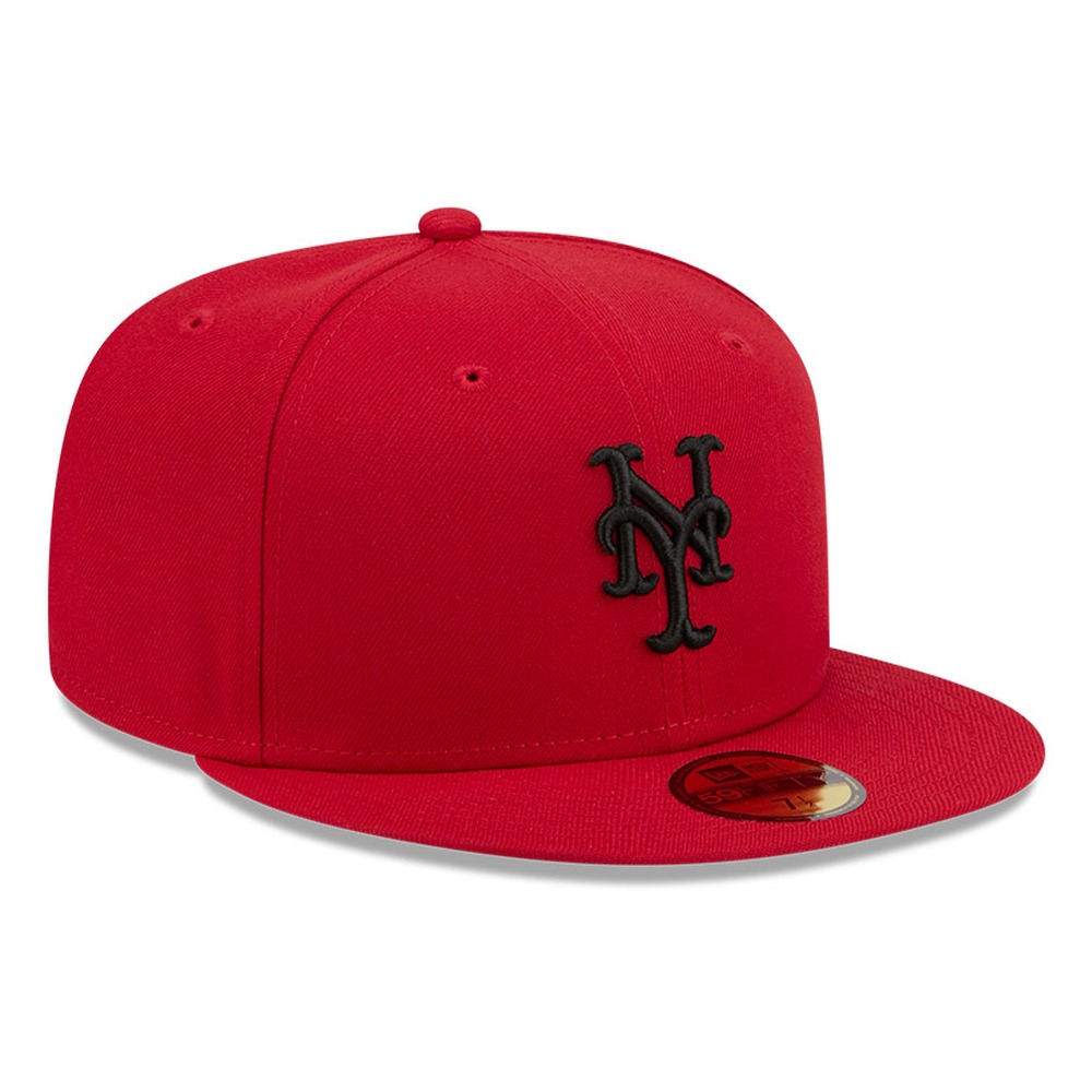 New York Mets Scarlet Red and Black Basic Era 59FIFTY Fitted Hat