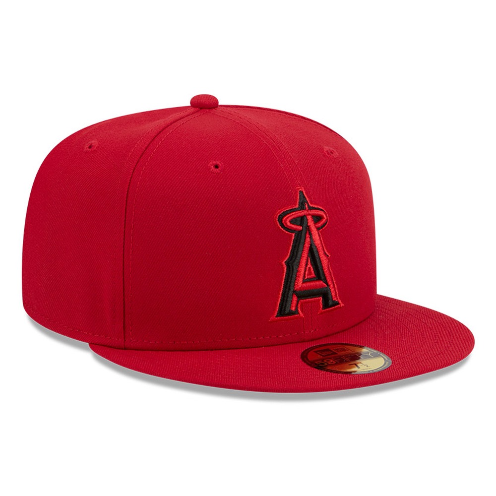 Los Angeles Angels Scarlet Red and Black Basic New Era 59FIFTY Fitted Hat