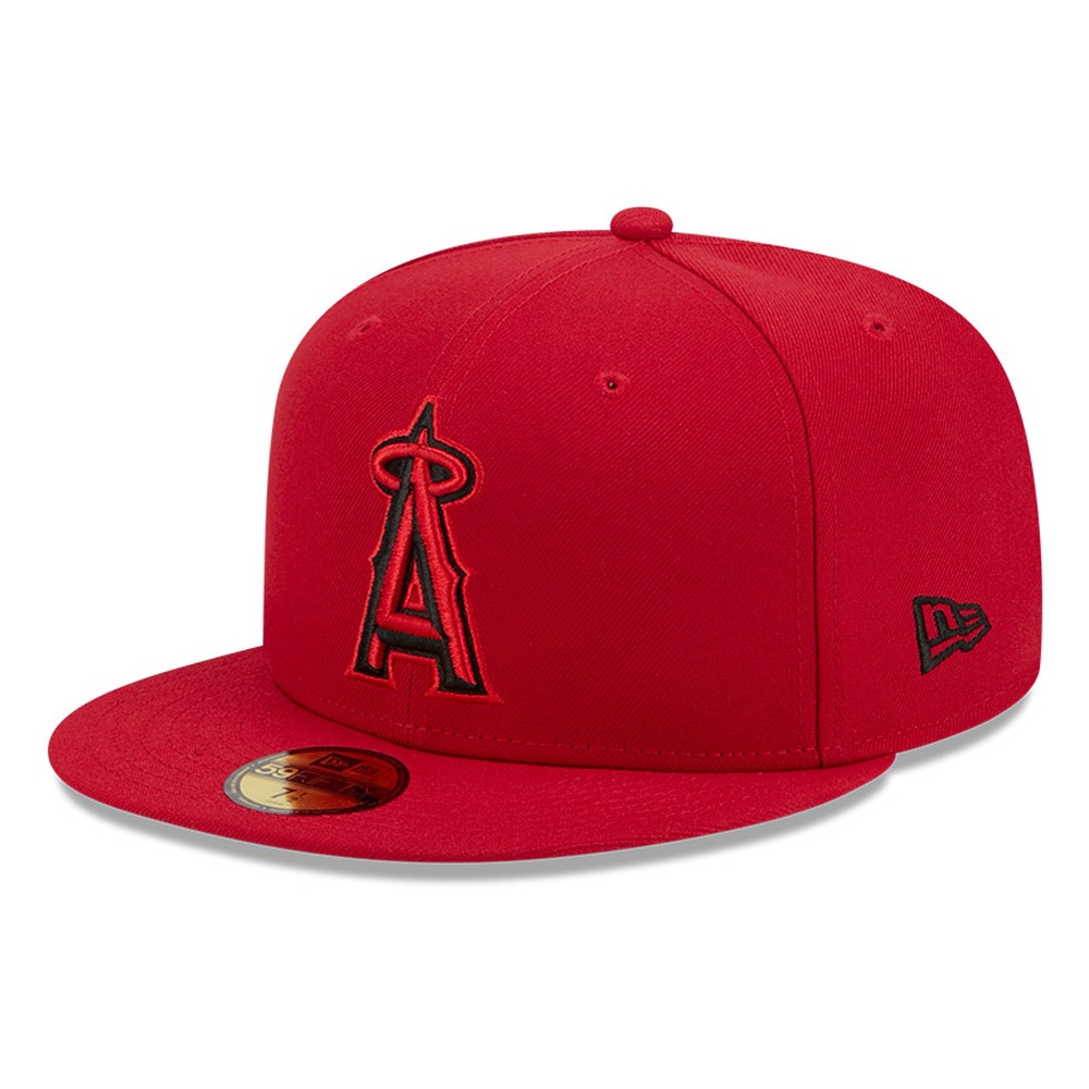 Los Angeles Angels Scarlet Red and Black Basic New Era 59FIFTY Fitted Hat