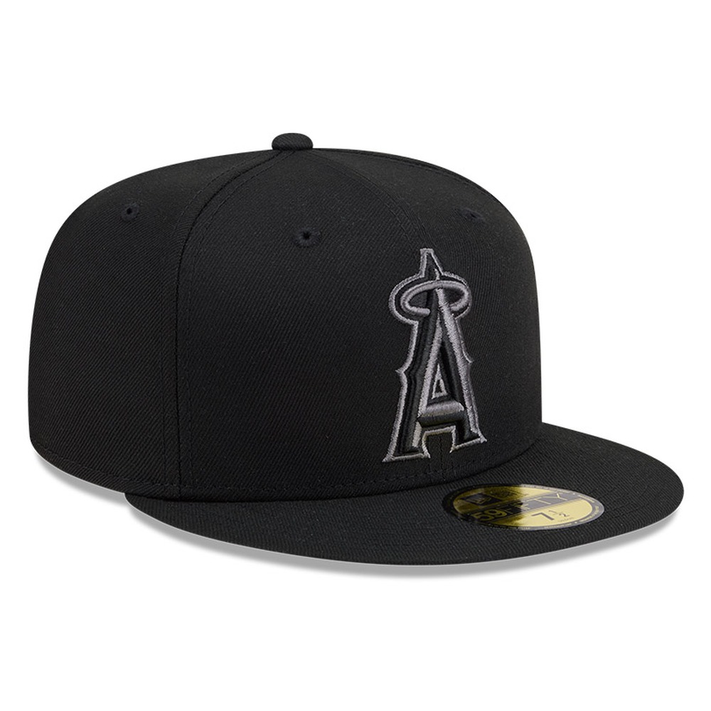 Los Angeles Angels Black and Graphite Basic New Era 59FIFTY Fitted Hat