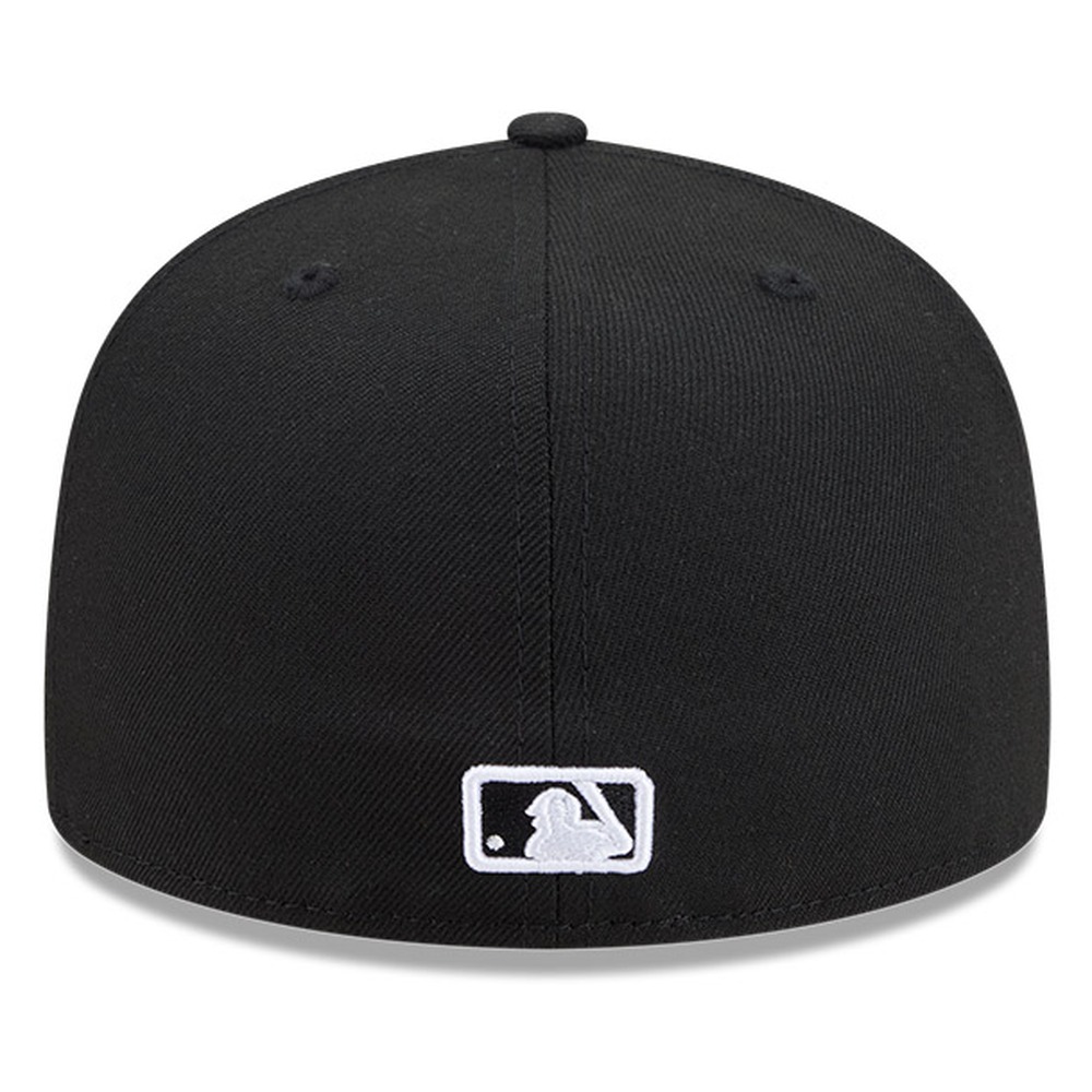 Detroit Tigers Black White Outline Basic New Era 59FIFTY Fitted Hat