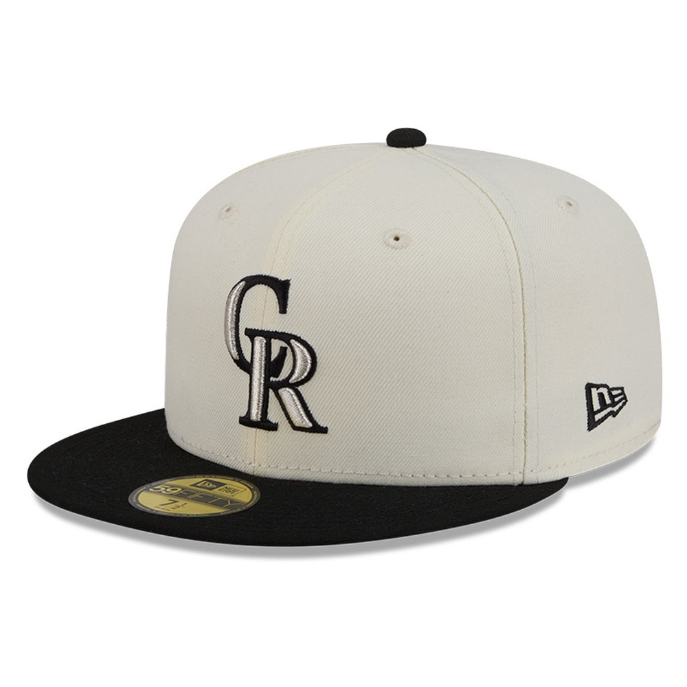 Colorado Rockies Chrome White Two Tone Basic New Era 59FIFTY Fitted Hat