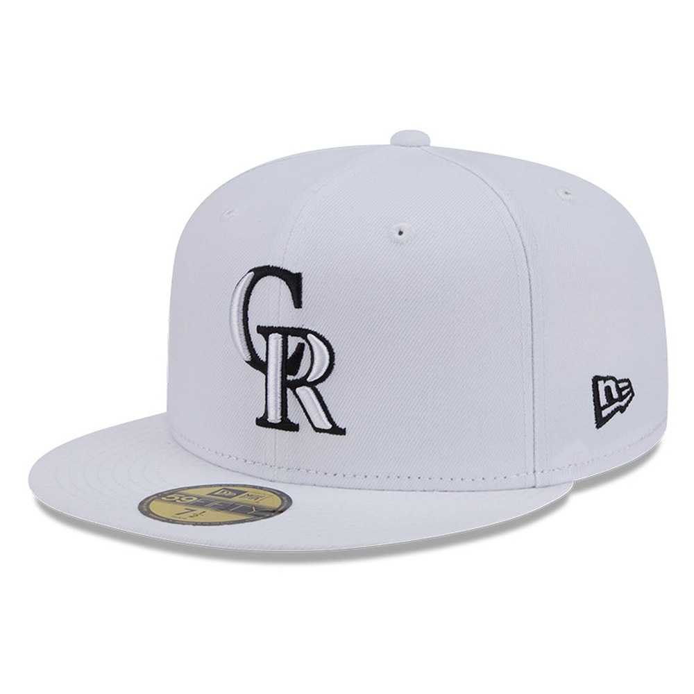 Colorado Rockies White and Black Basic New Era 59FIFTY Fitted Hat