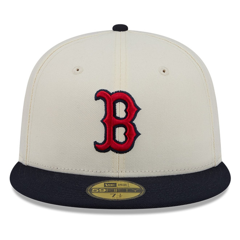 Boston Red Sox Chrome White Two Tone Basic New Era 59FIFTY Fitted Hat