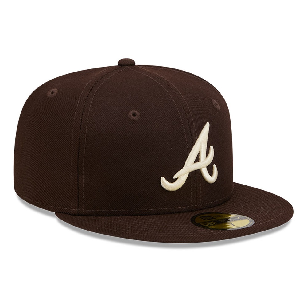 Atlanta Braves Burntwood Brown Basic New Era 59FIFTY Fitted Hat