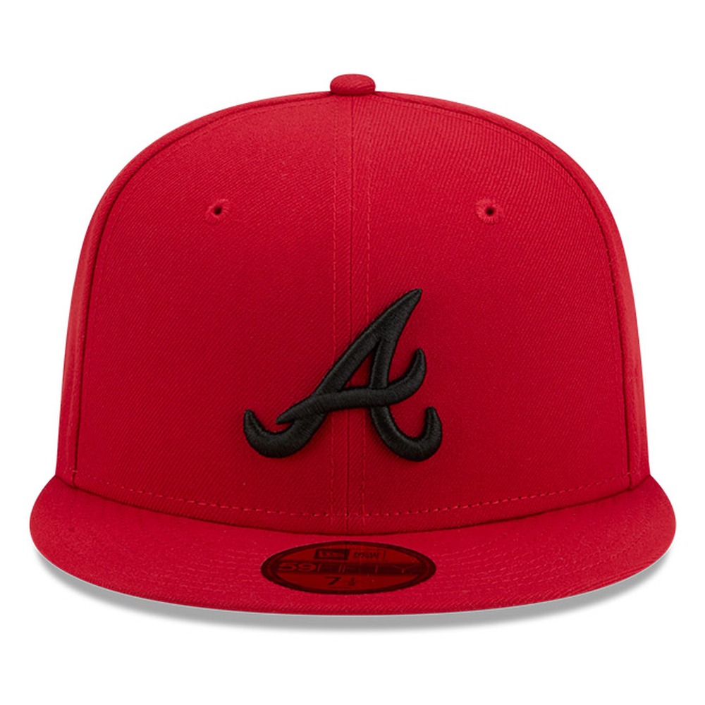 Atlanta Braves Scarlet Red and Black Basic New Era 59FIFTY Fitted Hat