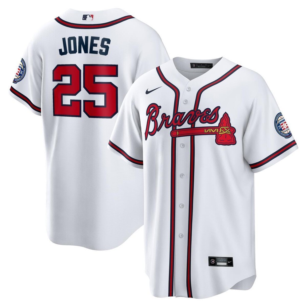 Atlanta Braves Andruw Jones White Hall of Fame Patch Nike MLB Limited Jersey