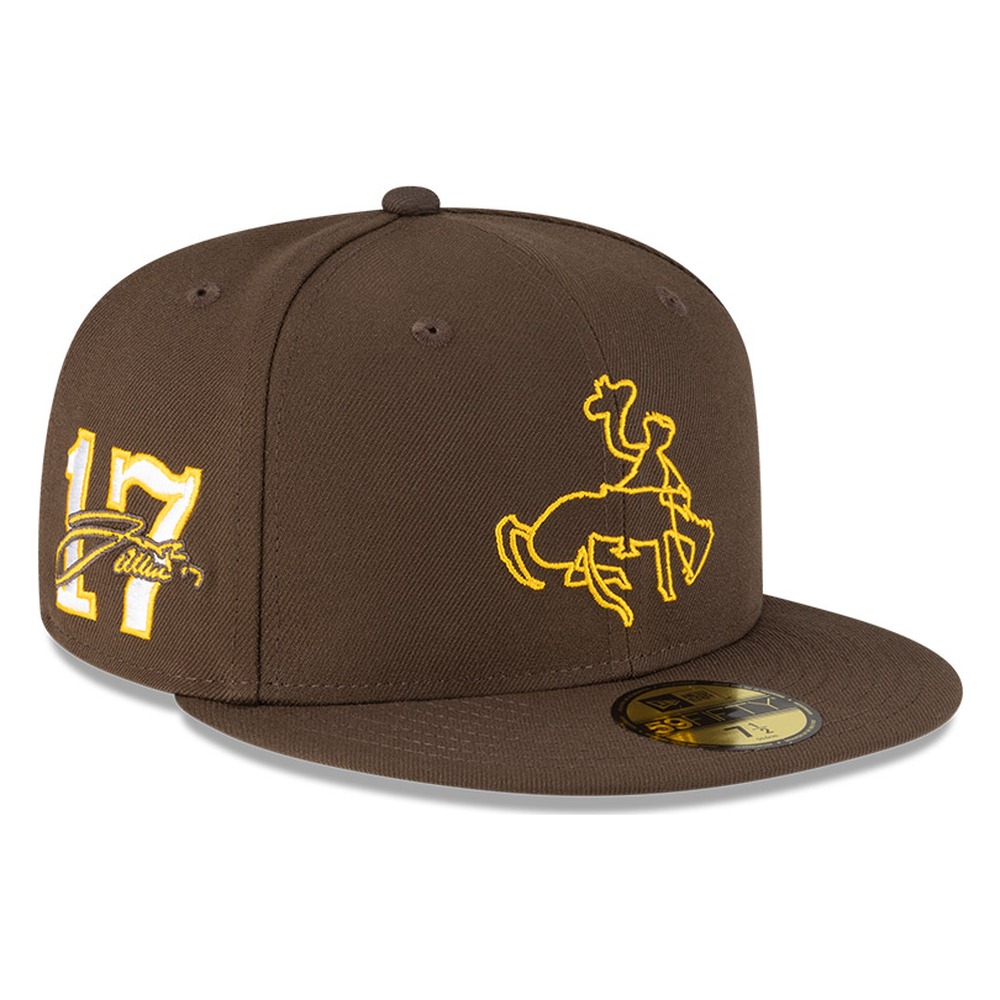 Wyoming Cowboys Brown Josh Allen Jersey Retirement Patch New Era 59FIFTY Fitted Hat