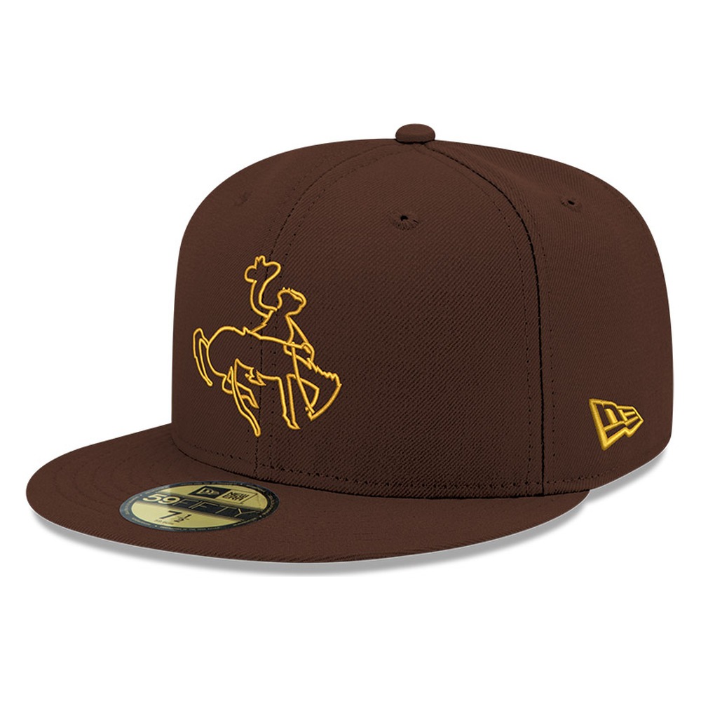 Wyoming Cowboys Brown Josh Allen Jersey Retirement Patch New Era 59FIFTY Fitted Hat