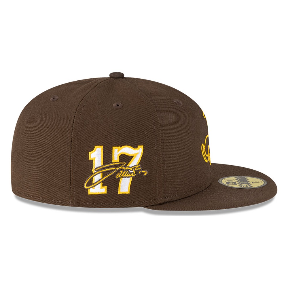 Wyoming Cowboys Brown Josh Allen Jersey Retirement Patch New Era 59FIFTY Fitted Hat