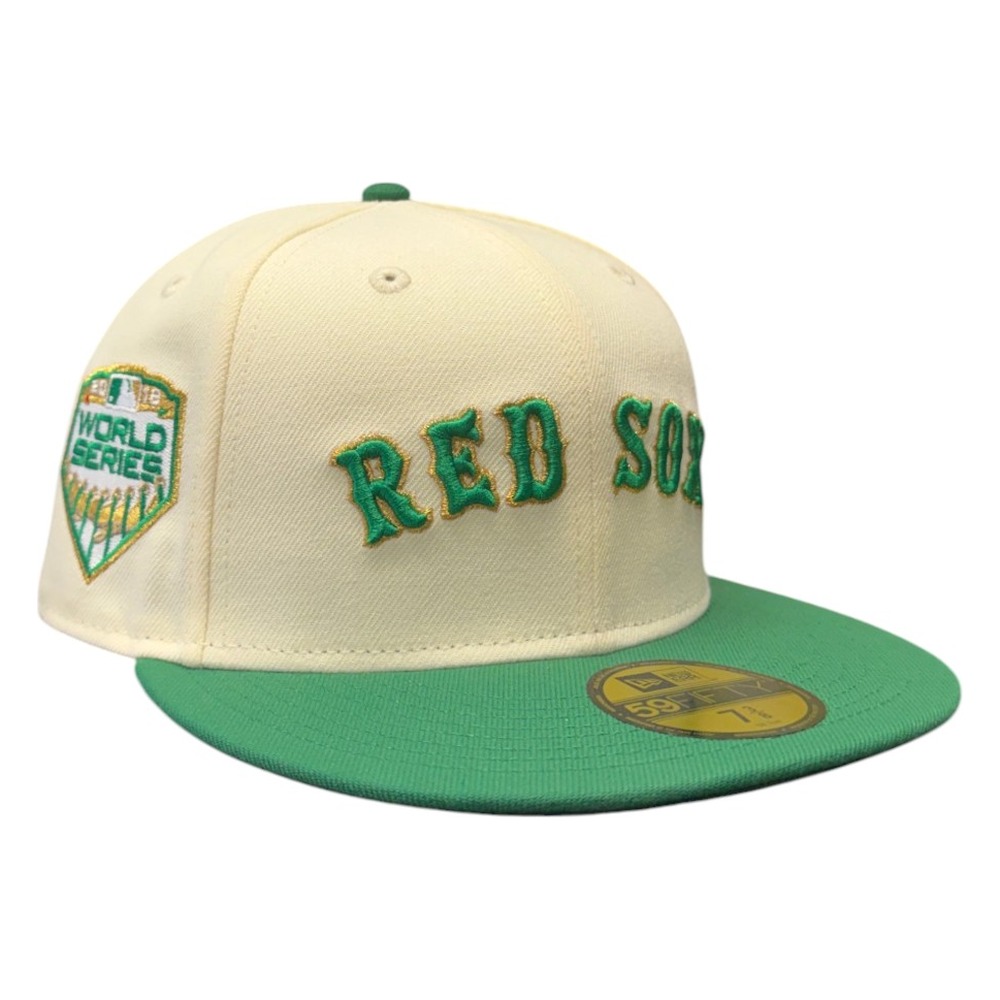 Boston Red Sox Chrome White and Kelly Green 2018 World Series Patch New Era 59FIFTY Fitted Hat