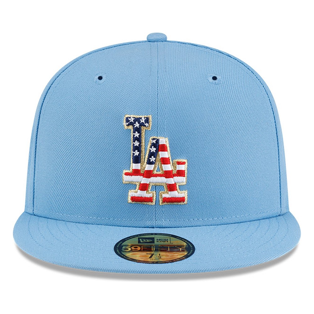 Los Angeles Dodgers Sky Blue USA Logo 250th Anniversary Patch New Era 59FIFTY Fitted Hat