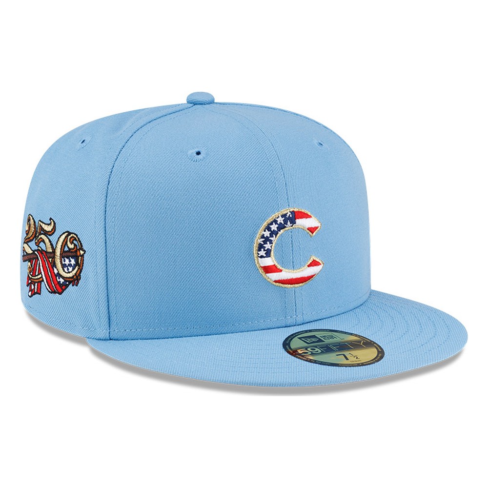 Chicago Cubs Sky Blue USA Logo 250th Anniversary Patch New Era 59FIFTY Fitted Hat