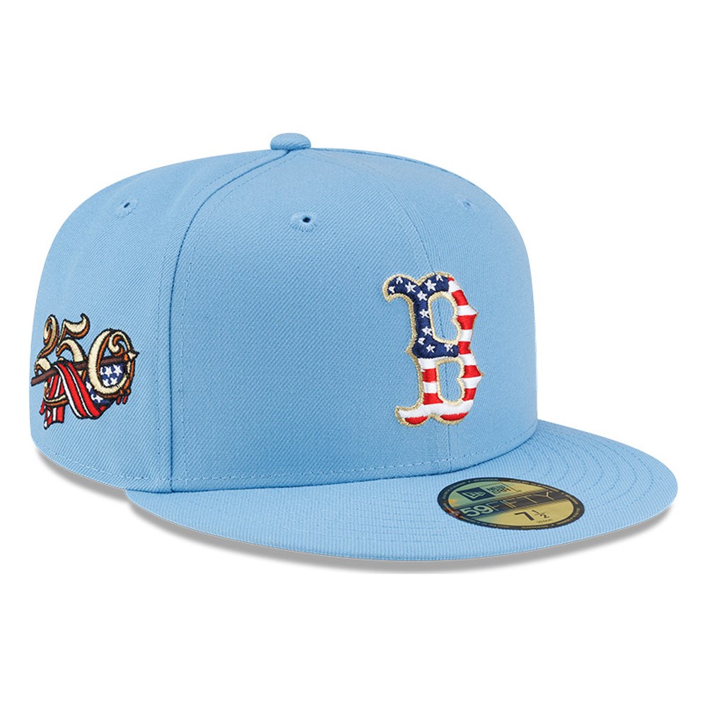 Boston Red Sox Sky Blue USA Logo 250th Anniversary Patch New Era 59FIFTY Fitted Hat