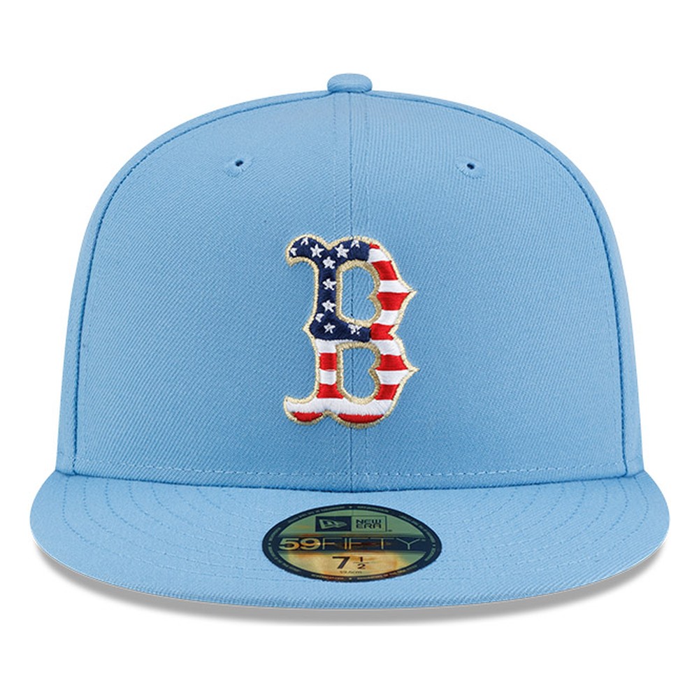 Boston Red Sox Sky Blue USA Logo 250th Anniversary Patch New Era 59FIFTY Fitted Hat