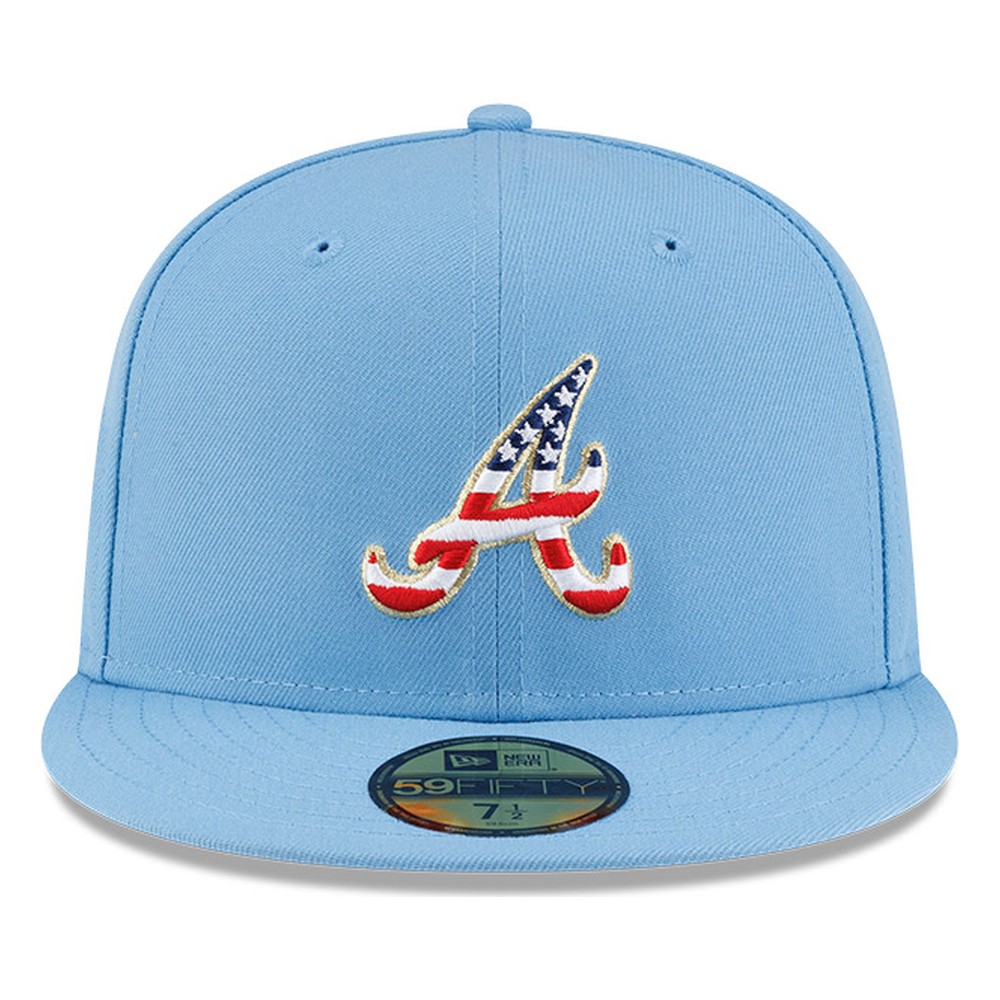 Atlanta Braves Sky Blue USA Logo 250th Anniversary Patch New Era 59FIFTY Fitted Hat