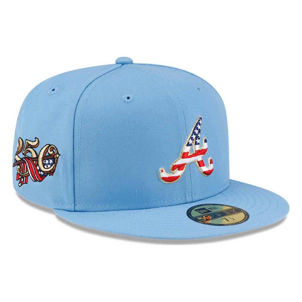 Atlanta Braves Sky Blue USA Logo 250th Anniversary Patch New Era 59FIFTY Fitted Hat