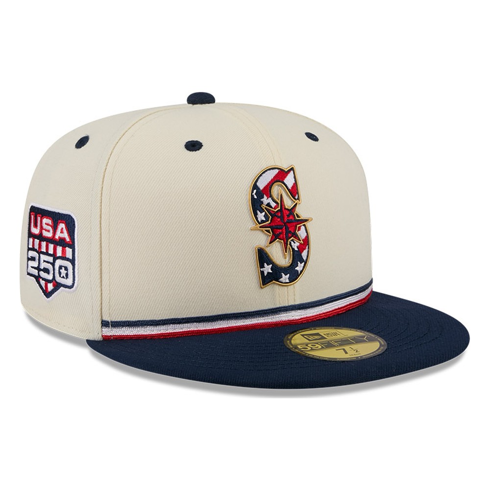 Seattle Mariners 2026 Fourth of July USA 250 Patch New Era 59FIFTY Fitted Hat